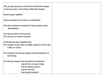 Healthy eating vocabulary