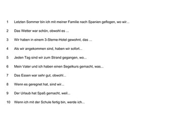 Letzte Ferien, Satzkonstruktion