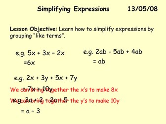 Algebra powerpoints and flip charts