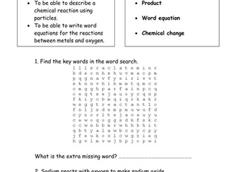 Metals and oxygen worksheet