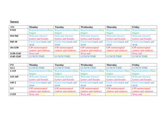 Early Years Timetable and Planning