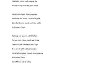 Perspectives on War Poetry comprehension