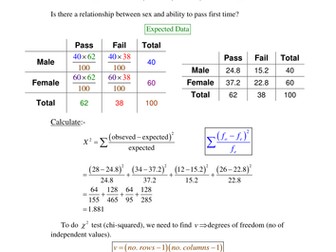 Statistics A levels: Squared Contingency Tables