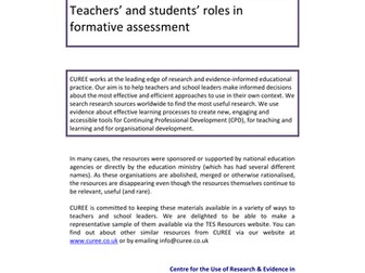 Research - teachers & students roles in assessment