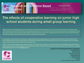 Research - cooperative learning in small groups