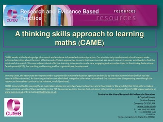 Research - thinking skills in maths