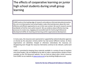 Research - cooperative learning in small groups