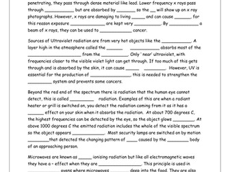 The electromagnetic spectrum fill the gaps
