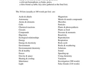 Word lists for use at KS3 Science (Word format)