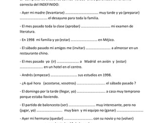 Examen sobre el Preterito Indefinido