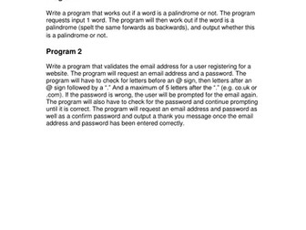 Programming Exercise Sheets