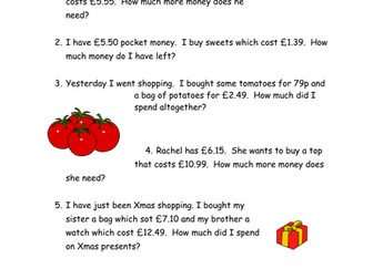 Money Word Problems.
