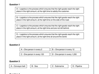 Logistics in Action 2 - Student Quiz