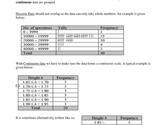 Grouped Frequency Tables