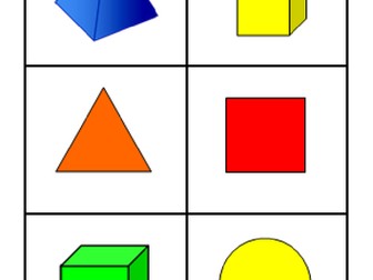 2D and 3D Shape Bingo Cards