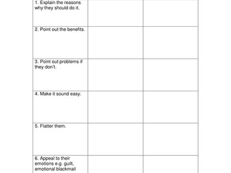 Persuasive writing: no homework task