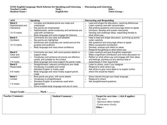 NEW - Speaking and Listening Assessment grid