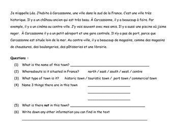 Year 7 French Town Consolidation Lesson AT1/AT3