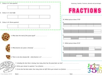 Simple Fractions - A3 Activity Sheet