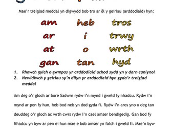 Ymarfer treiglo ar ol arddodiaid