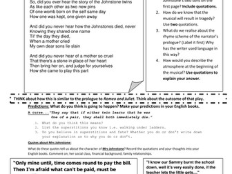 Pre-reading activities on Blood Brothers