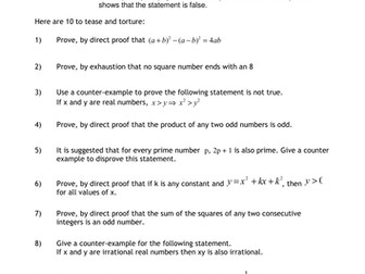 A level Maths C3: Proof worksheet with answers