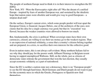 The Euro Crisis, Global Economies, Poverty+Wealth