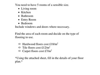 Area of Compound Shapes - Floorplan. Worksheet.