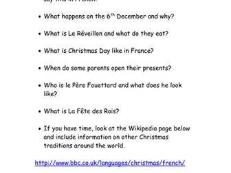 French Christmas Webquest