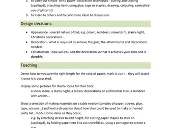 Making Christmas Party Hats lesson plan & ideas