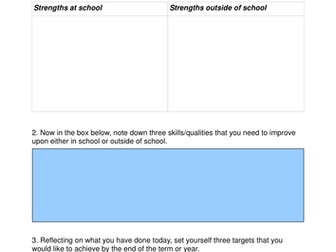 Target setting: self evaluation - PSHE task