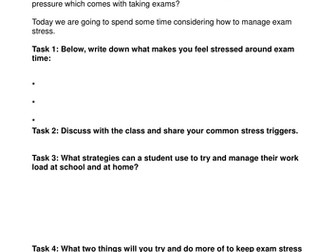 How to manage exam stress: PSHE tasks