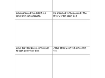 Jesus' baptism storyboard