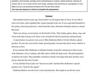 Holes Reading assessment