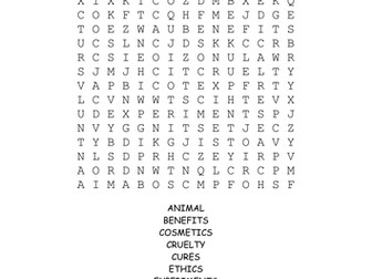 Animal Rights wordsearch