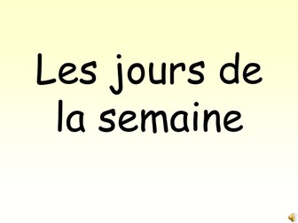 Les jours de la semaine