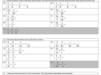 Maths: Adding & Subtracting Algebraic Fractions