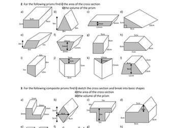 Volumes of Prisms. Worksheet