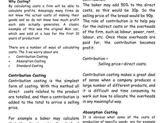Unit BS4: Business Strategy and Practice - Costing