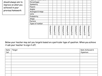 Maths Homework booklet for year 8  low