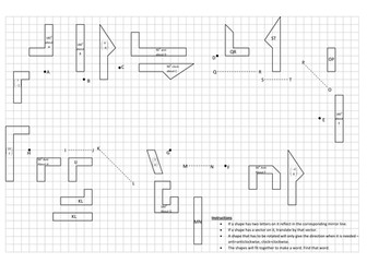 Reflect, rotate, translate jigsaw. Worksheets, KS3