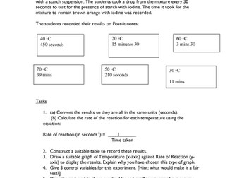 Enzymes: Temperature and Reaction Rate Worksheet