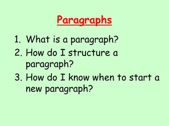 Paragraph Structure and Use: Lesson Starter