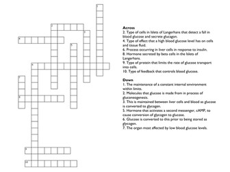 Blood Glucose Control: Crossword and Answers