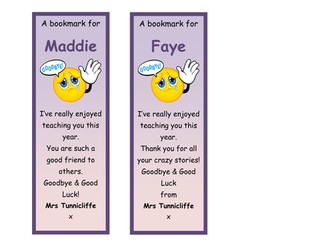 End of Year Class Bookmarks
