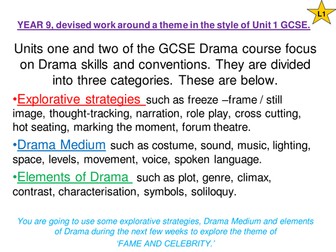 Y9 DEVISED WORK THEME OF FAME AND CELEBRITY