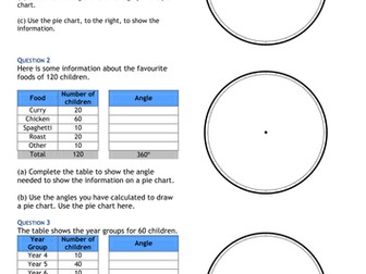 Pie Charts - KS3 - Worksheet