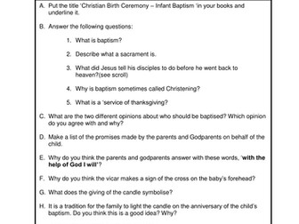 Tasks on Baptism