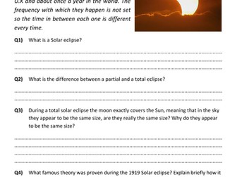 Solar Eclipse Worksheet DCJSSS