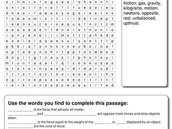Forces Keywords Cloze Word Search